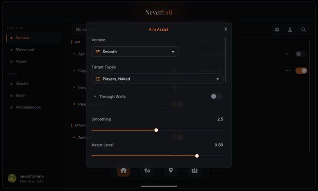 neverfall menu