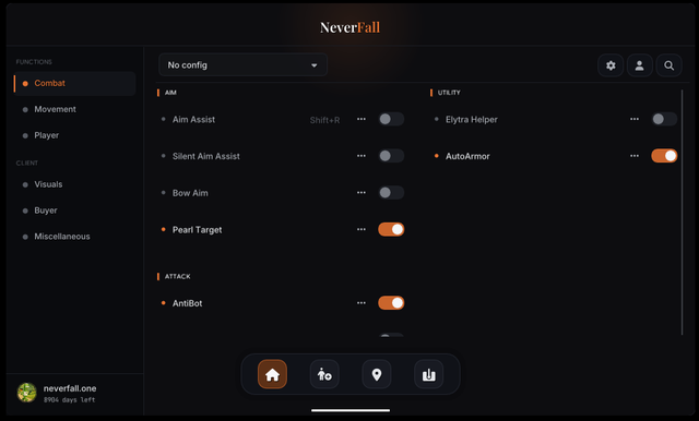 neverfall menu