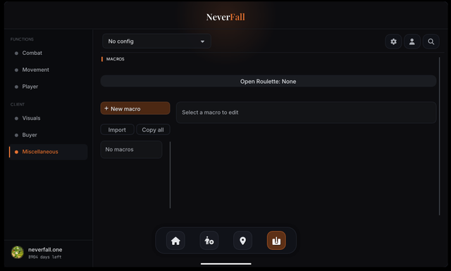 neverfall menu